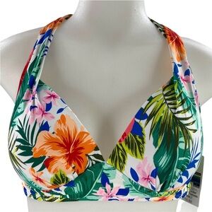 Womens Small  (4-6) Ruched Halter Top Swimsuit Bikini Push Up Top Floral 2 pcs